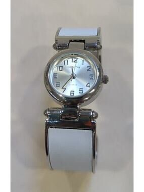 Geneva Women's‎ Silver Toned White Cuff Band Analog Watch